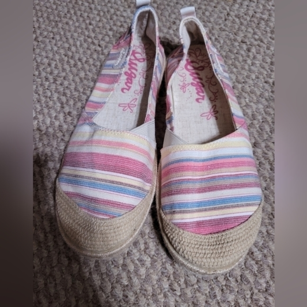 Sugar‎ NWOT Size 8.5 striped Espadrilles slip on shoes